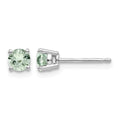 14kw 4mm Round Green Quartz Earrings