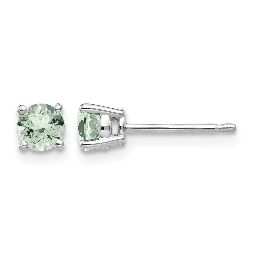14kw 4mm Round Green Quartz Earrings