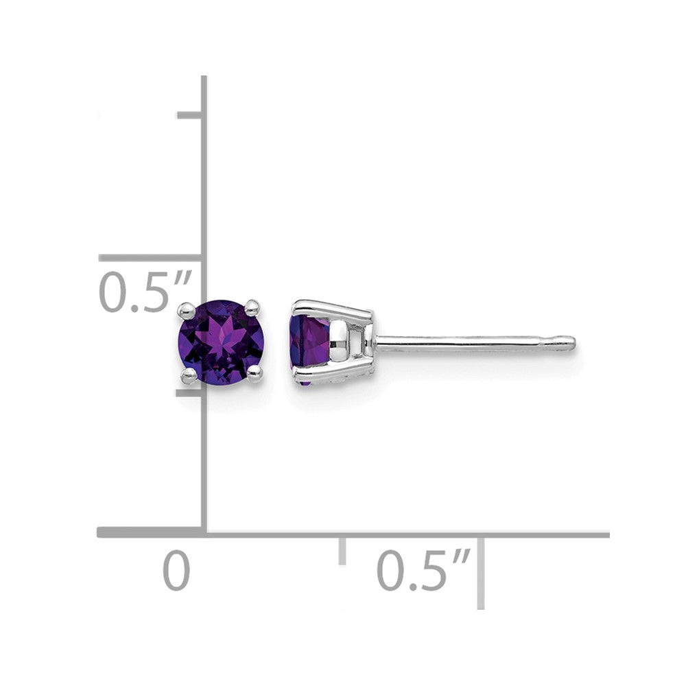 14k White Gold 4mm Amethyst Earrings