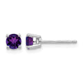 14k White Gold 4mm Amethyst Earrings