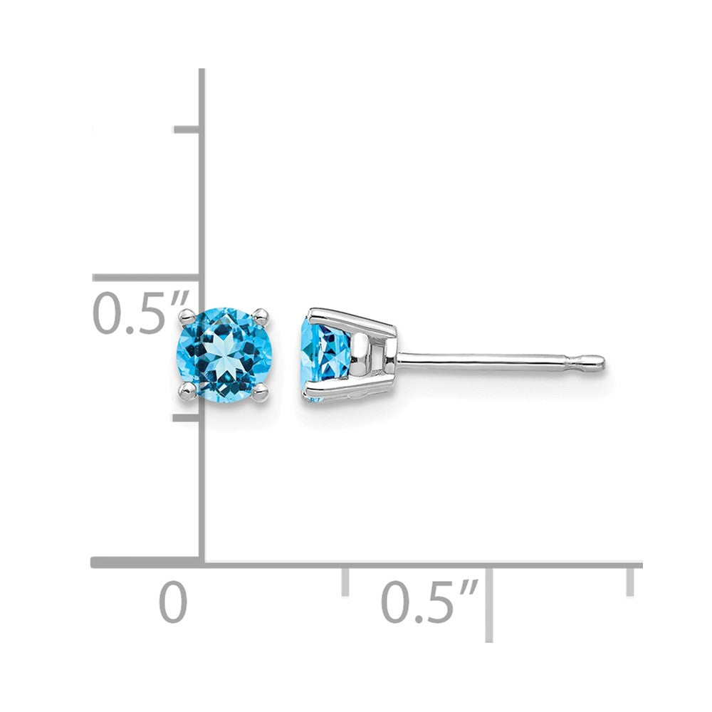 14k White Gold 4mm Blue Topaz Earrings