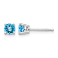14k White Gold 4mm Blue Topaz Earrings