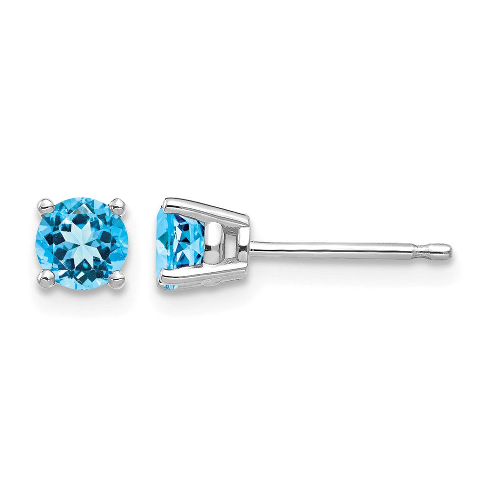 14k White Gold 4mm Blue Topaz Earrings
