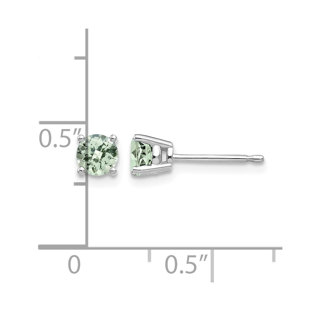 14kw 4mm Round Checker-Cut Green Quartz Earrings