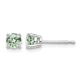 14kw 4mm Round Checker-Cut Green Quartz Earrings