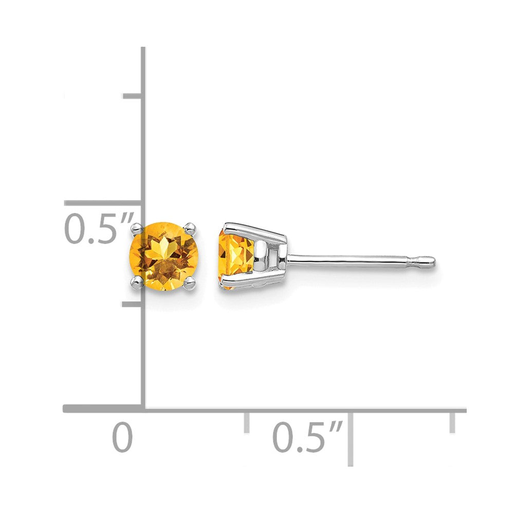 14k White Gold 4mm Citrine Earrings