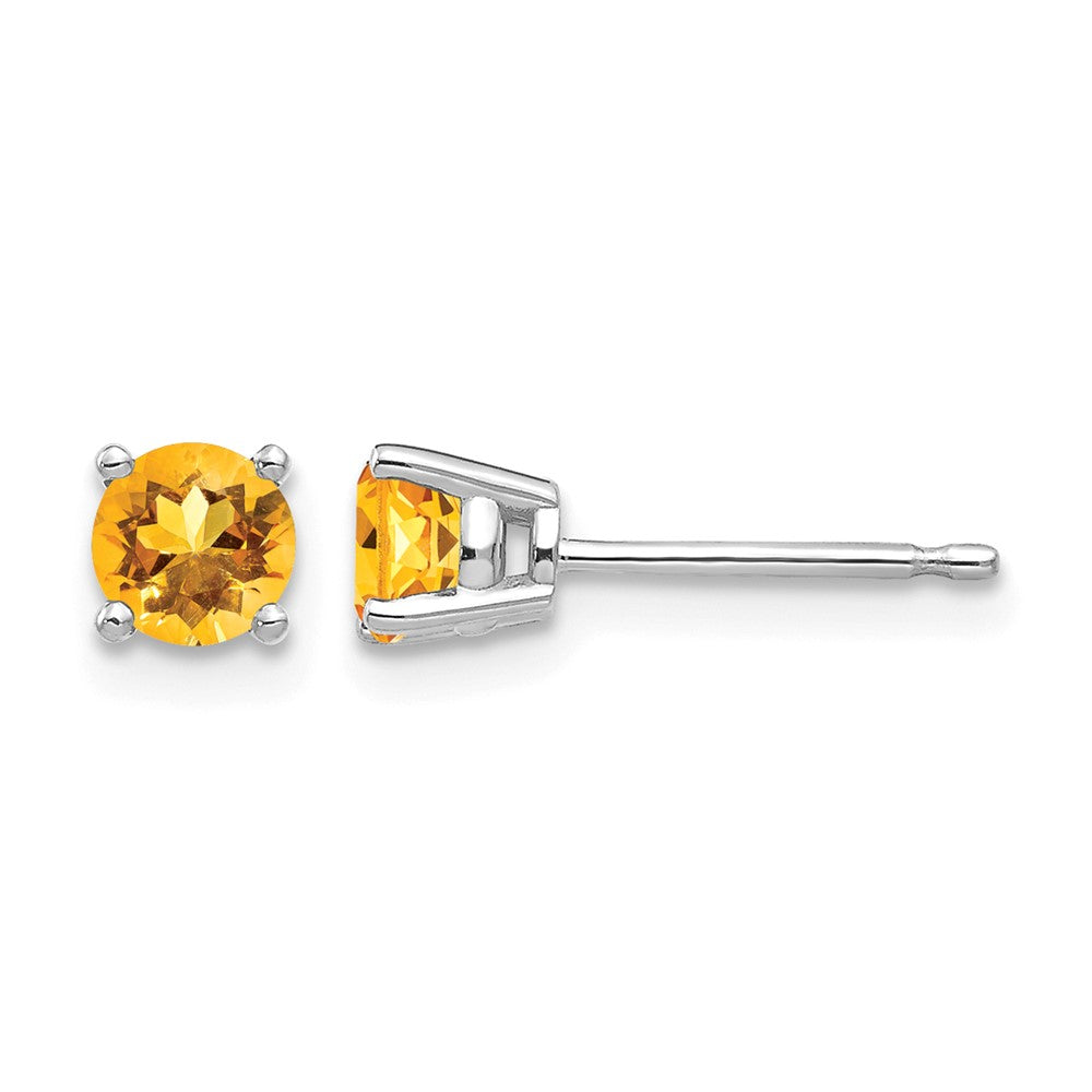 14k White Gold 4mm Citrine Earrings
