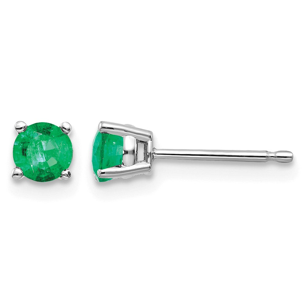 14k White Gold Emerald Earrings