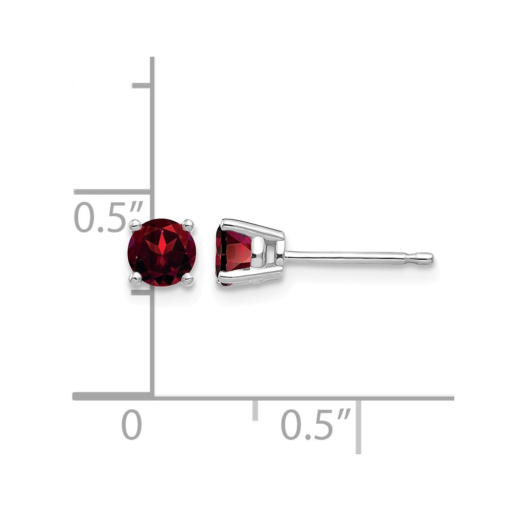 14k White Gold 4mm Garnet Earrings
