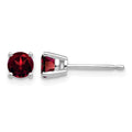 14k White Gold 4mm Garnet Earrings