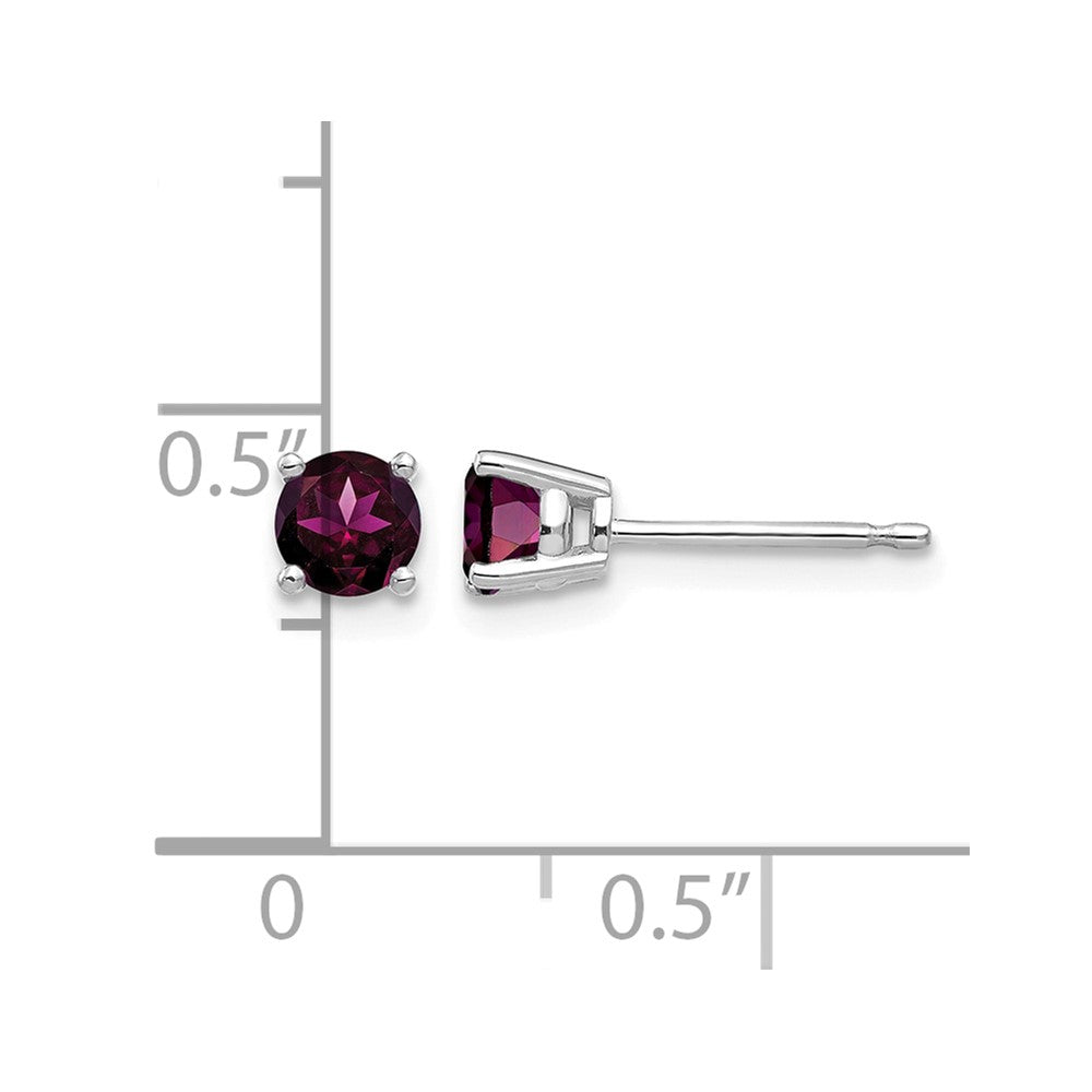 14k White Gold 4mm Rhodolite Garnet Earrings