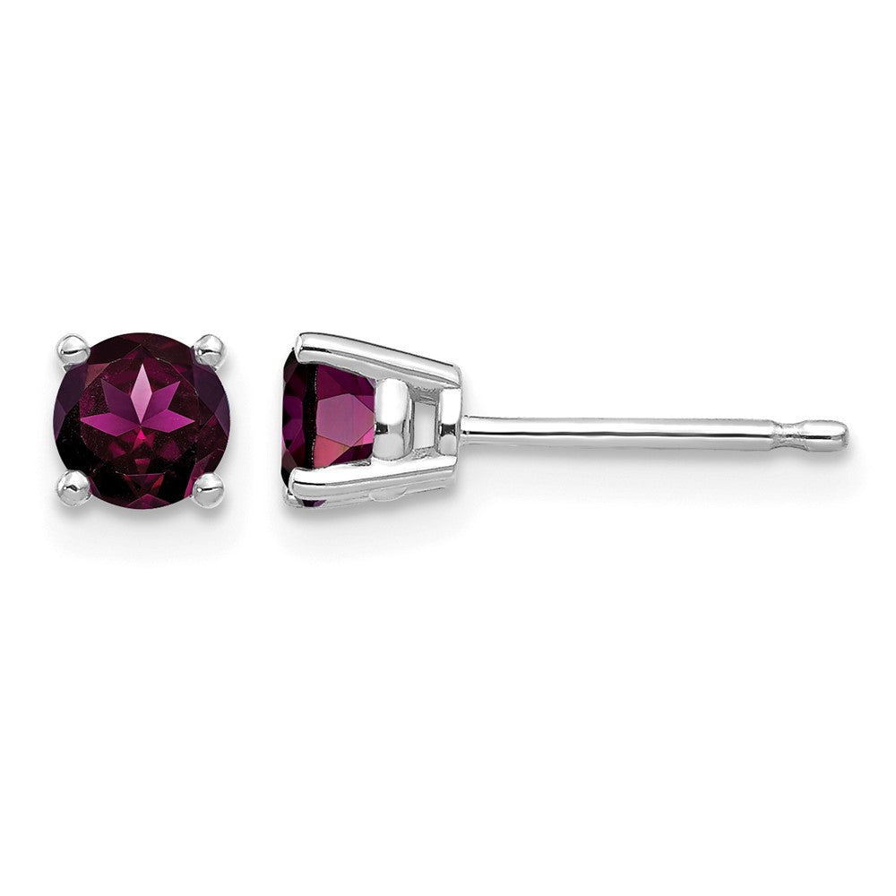 14k White Gold 4mm Rhodolite Garnet Earrings