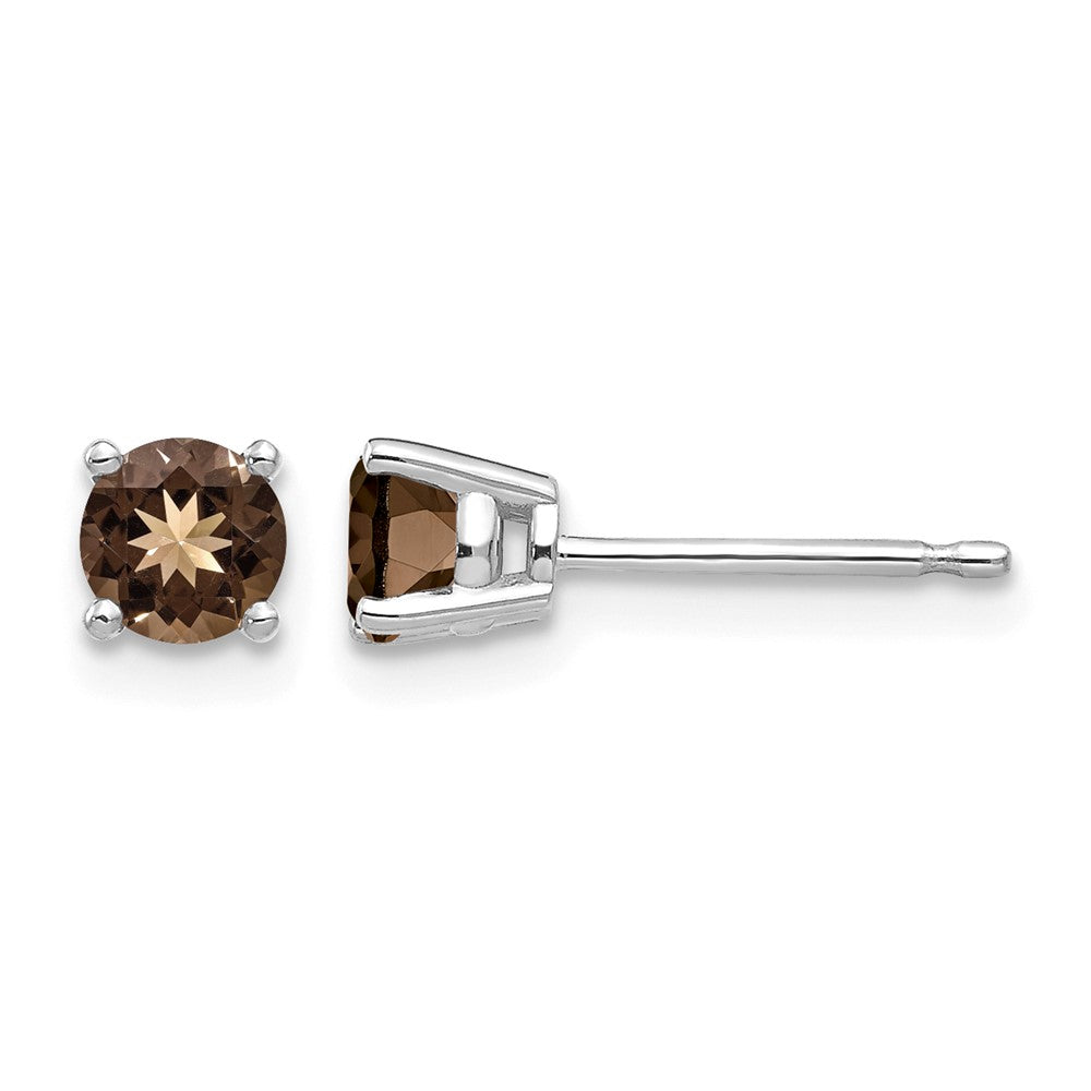 14kw 4mm Round Smoky Quartz Earring