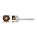 14kw 4mm Round Smoky Quartz Earring