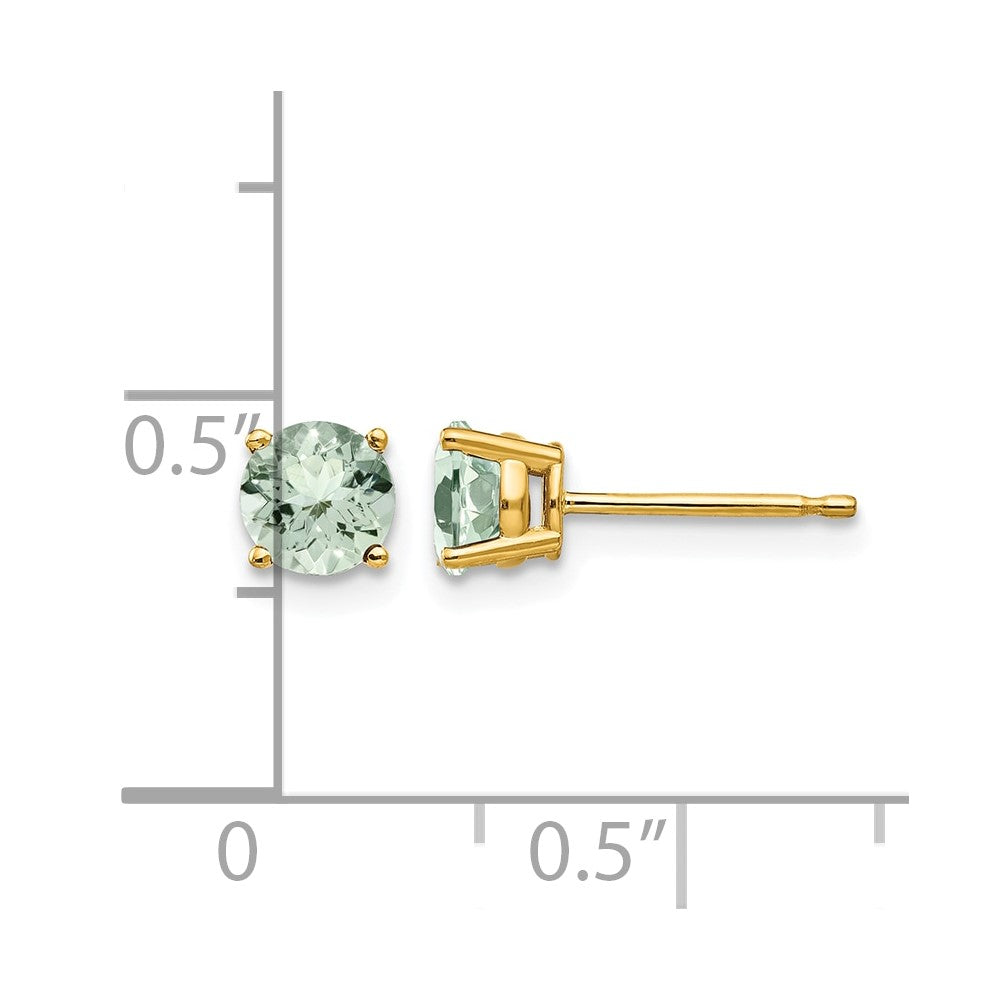 14k 5mm Round Green Quartz Earrings