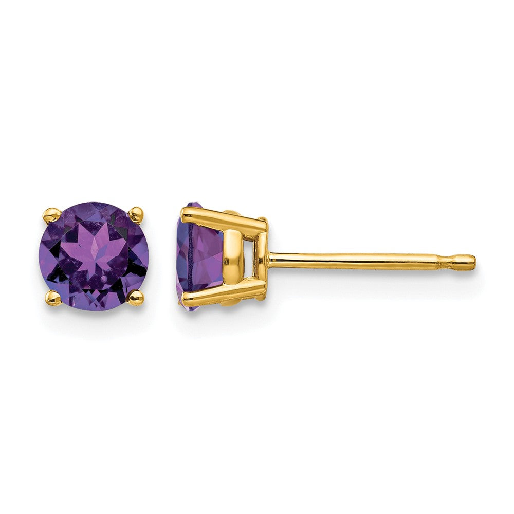 14k 5mm Amethyst Post Earrings