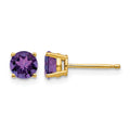 14k 5mm Amethyst Post Earrings