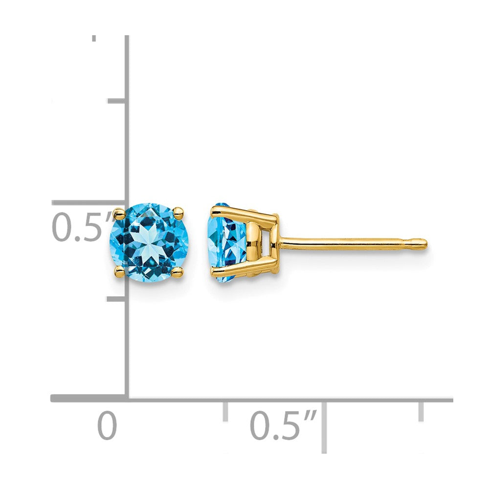 14k 5mm Blue Topaz Earrings