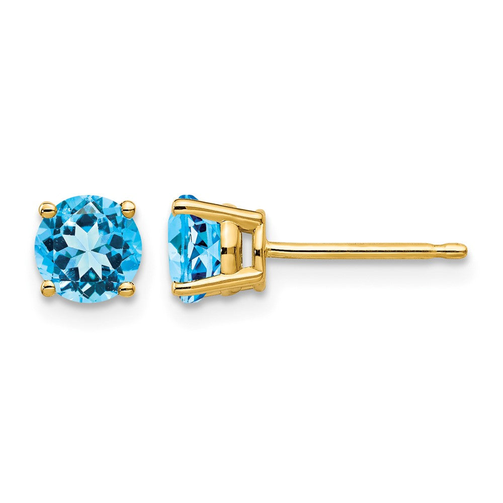 14k 5mm Blue Topaz Earrings