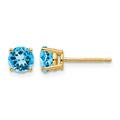 14k 5mm Blue Topaz Earrings