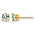 14k 5mm Round Checker-Cut Green Quartz Earrings