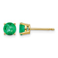 14k Emerald Post Earrings