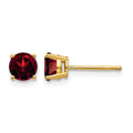 14k 5mm Garnet Post Earrings