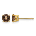 14k 5mm Round Smoky Quartz Earrings