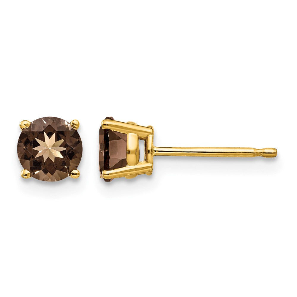 14k 5mm Round Smoky Quartz Earrings