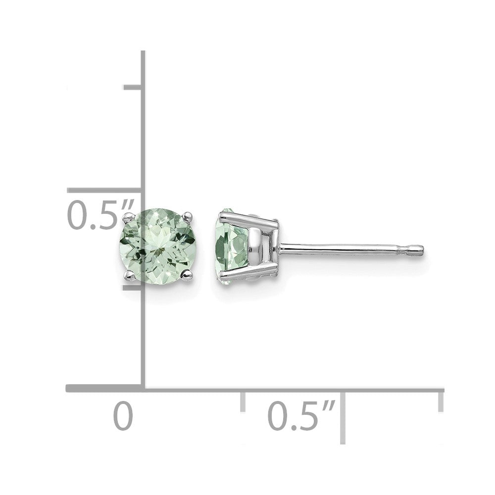 14kw 5mm Round Green Quartz Earrings