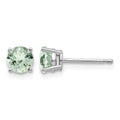 14kw 5mm Round Green Quartz Earrings