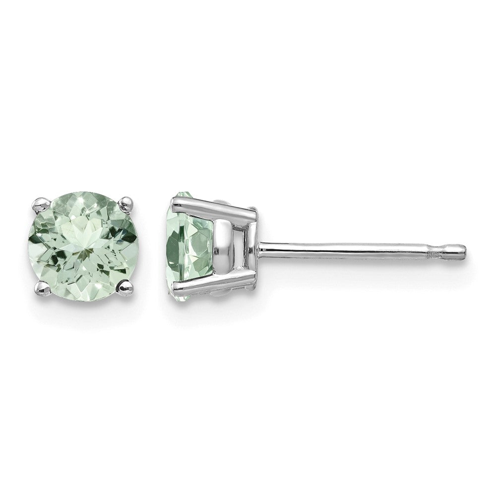 14kw 5mm Round Green Quartz Earrings