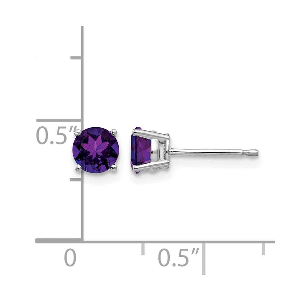 14k White Gold 5mm Amethyst Earrings