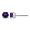 14k White Gold 5mm Amethyst Earrings