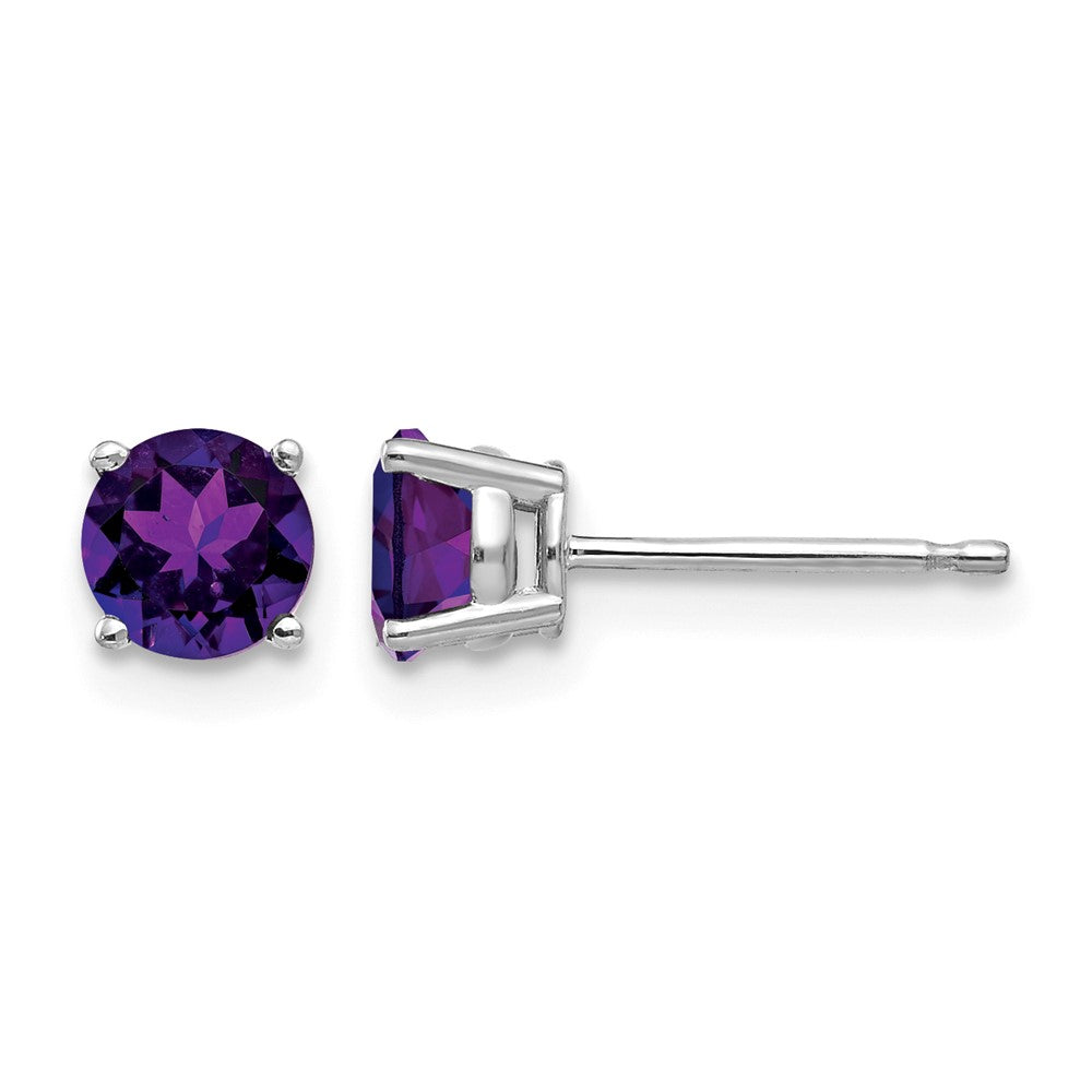 14k White Gold 5mm Amethyst Earrings