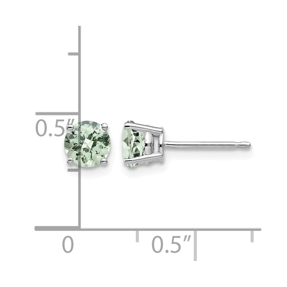 14kw 5mm Round Checker-Cut Green Quartz Earrings