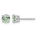 14kw 5mm Round Checker-Cut Green Quartz Earrings