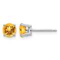 14k White Gold 5mm Citrine Earrings