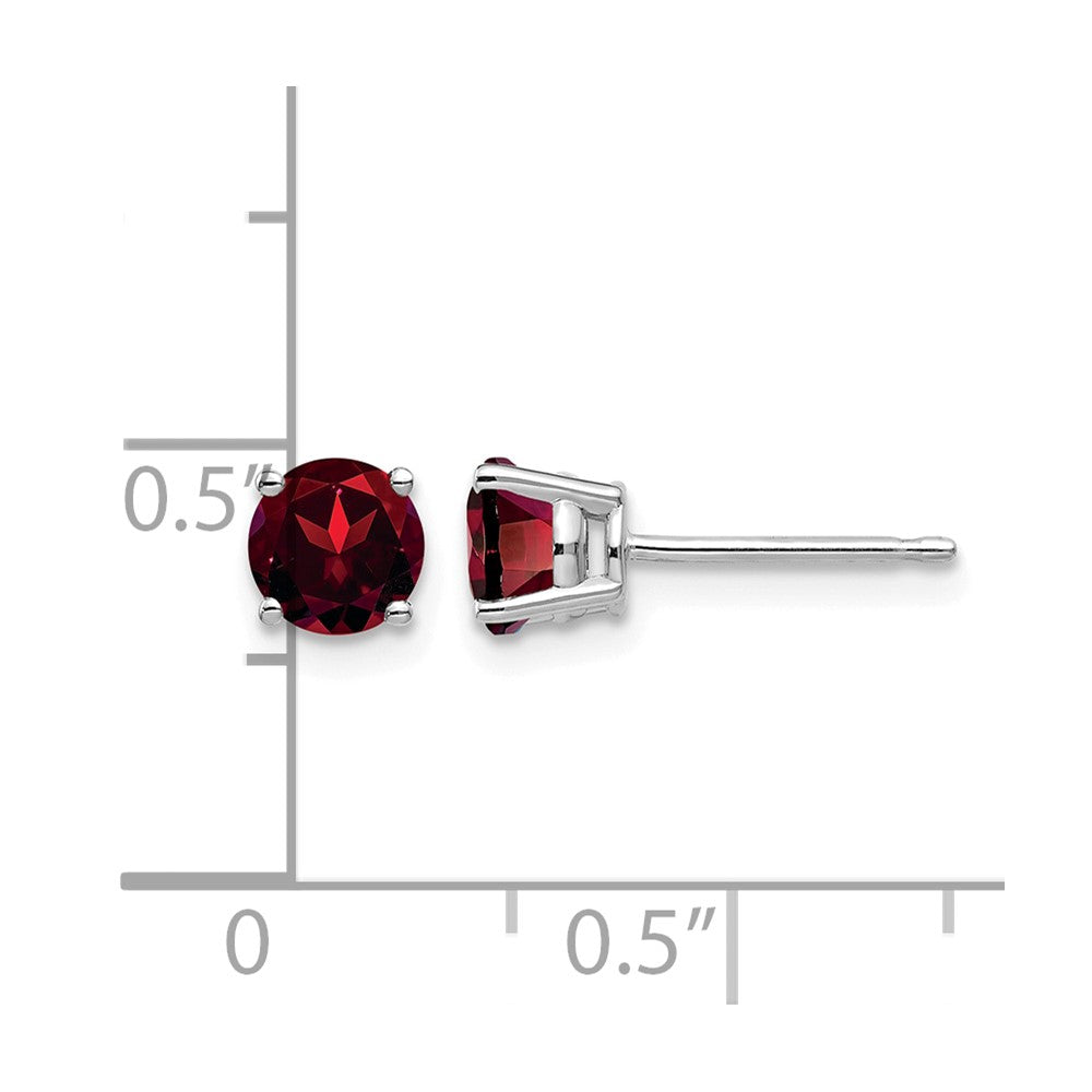14k White Gold 5mm Garnet Earrings