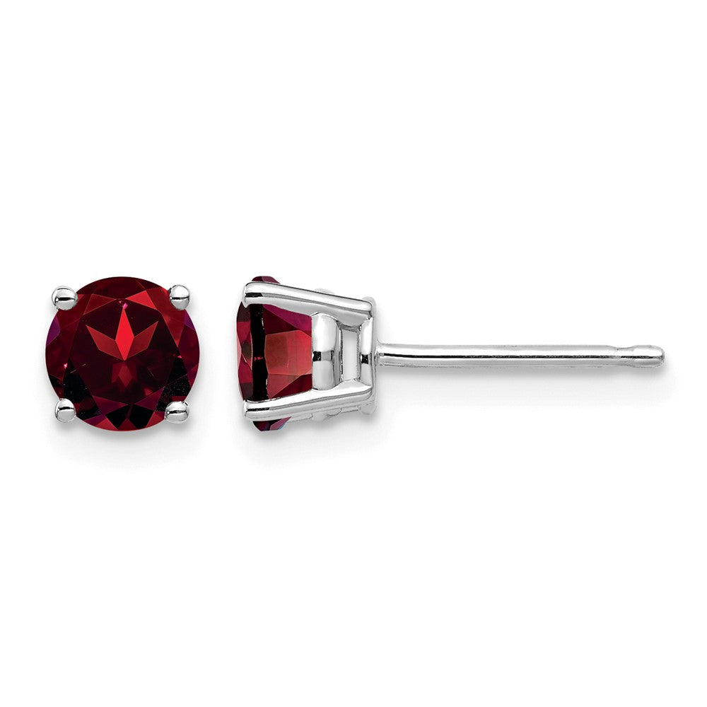 14k White Gold 5mm Garnet Earrings