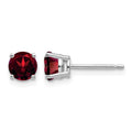 14k White Gold 5mm Garnet Earrings