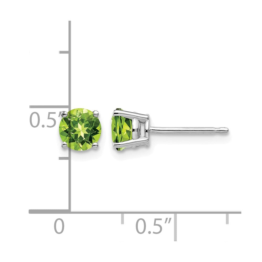 14k White Gold 5mm Peridot Earrings
