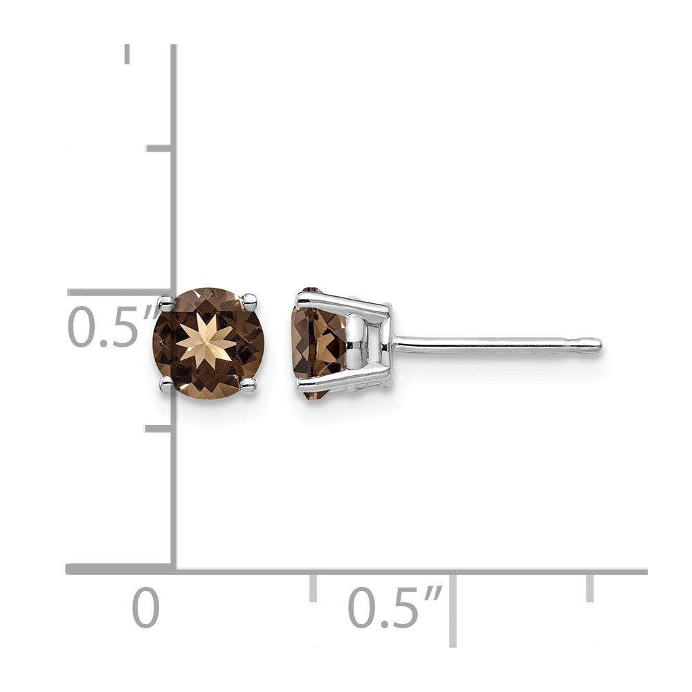 14kw 5mm Round Smoky Quartz Earring