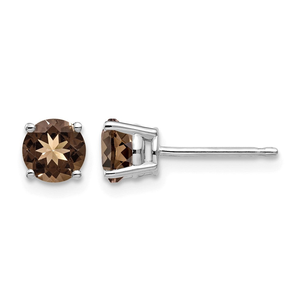 14kw 5mm Round Smoky Quartz Earring
