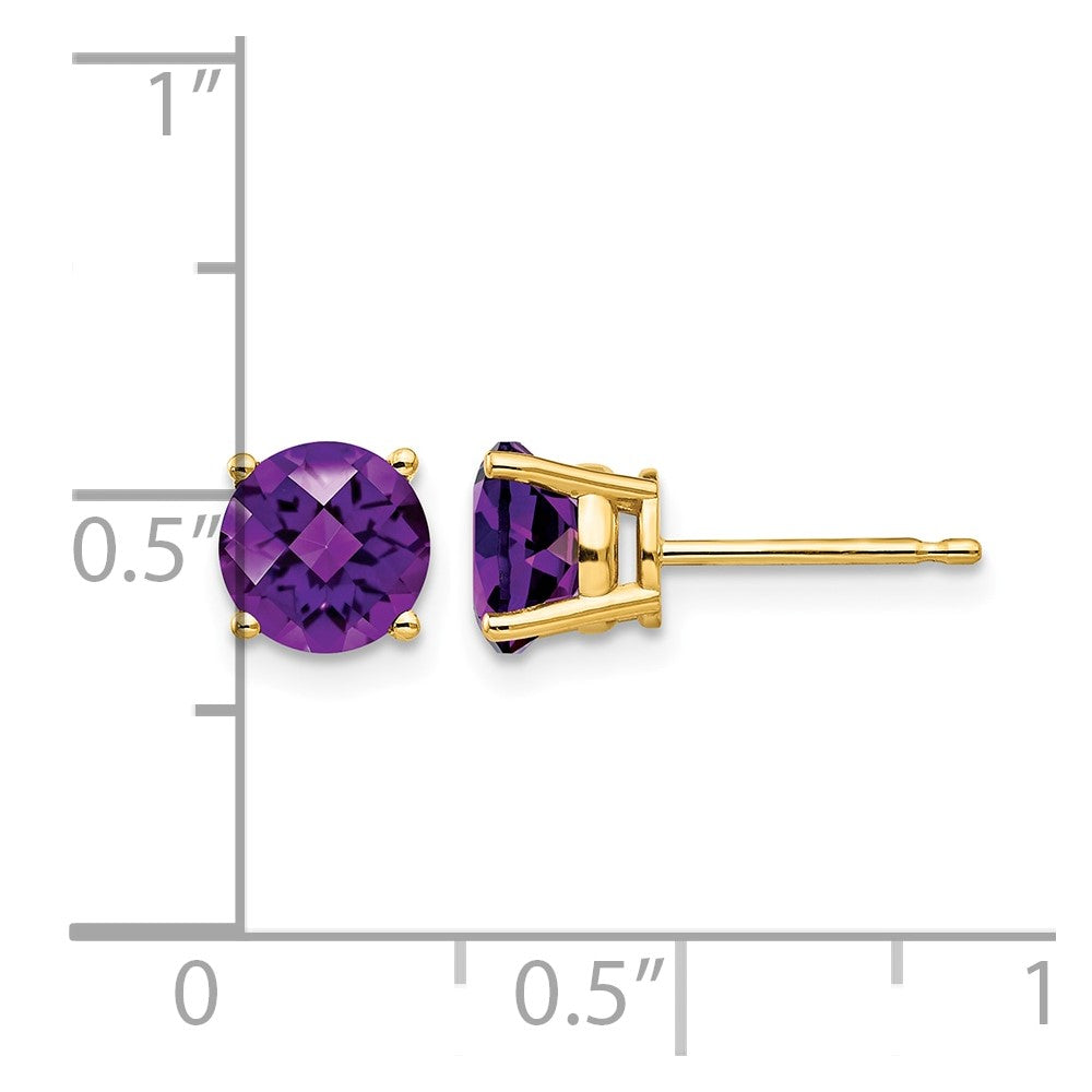 14k 6mm Amethyst Checker Earrings