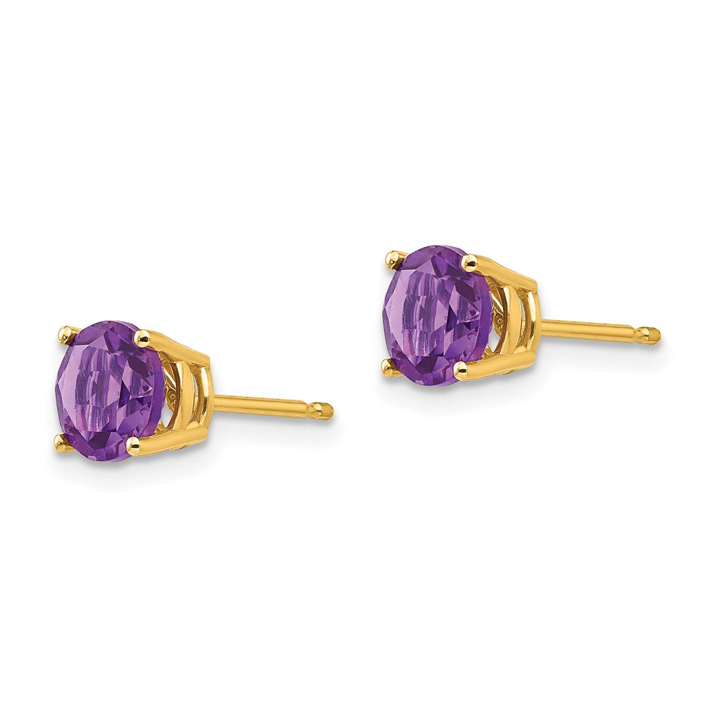 14k 6mm Amethyst Post Earrings