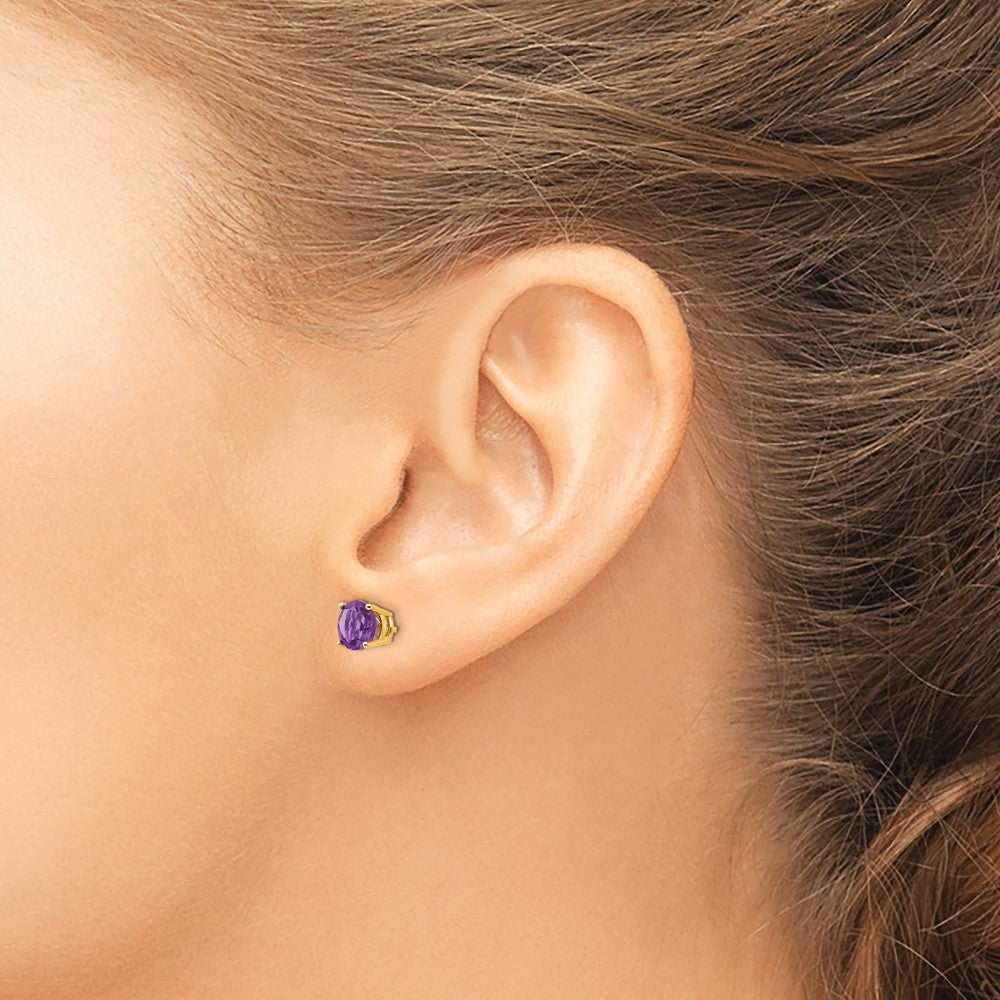 14k 6mm Amethyst Post Earrings