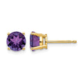 14k 6mm Amethyst Post Earrings