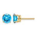 14k 6mm Blue Topaz Checker Earrings