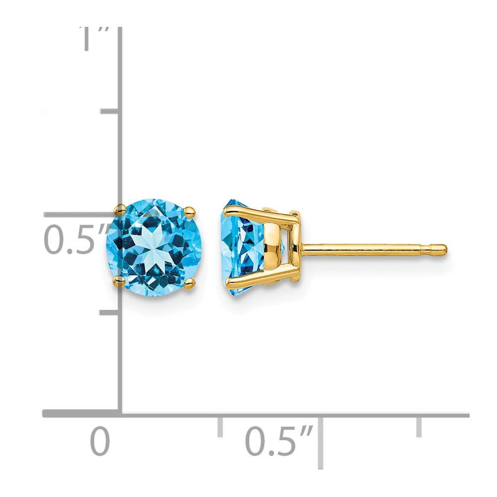 14k 6mm Blue Topaz Earrings